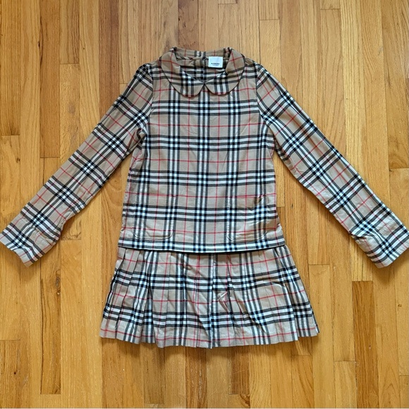 Burberry Beige and Red Plaid Shirt